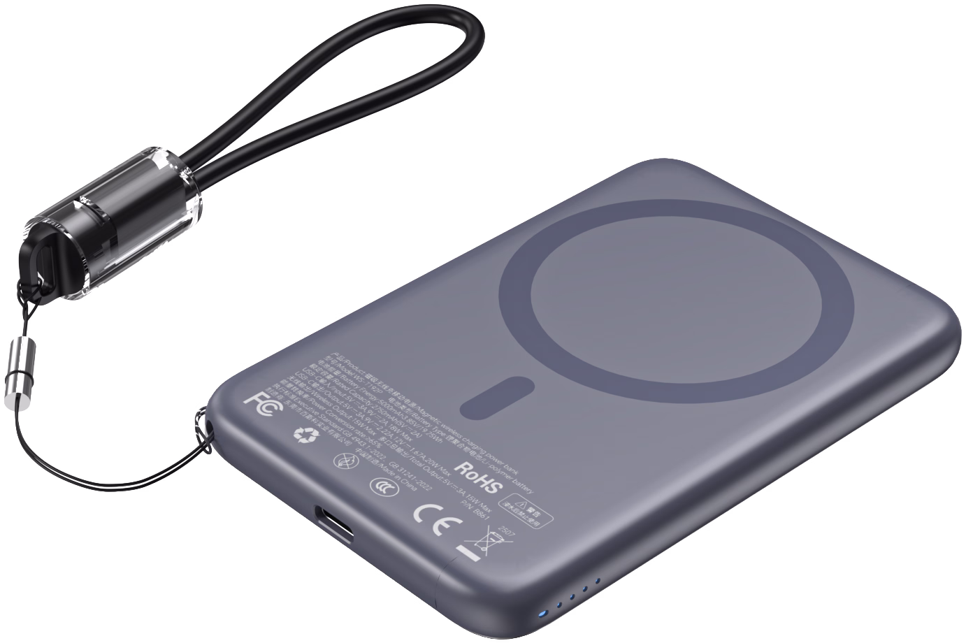 Choetech 5000mAh MagLeap Wireless Charger Power Bank Gray